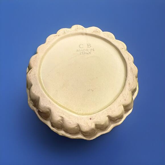 Vintage CB Pitcher Asparagus Shaped Italian Majolica Vase Signed 8" Cottagecore - Picture 7 of 13